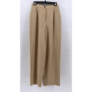 LIZ CLAIBORNE Women's Tan Striped Pleated Wide-Leg Pants SZ 8